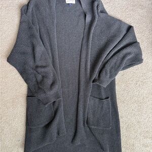 Universal Thread Gray Ribbed Knit Cardigan Sweater